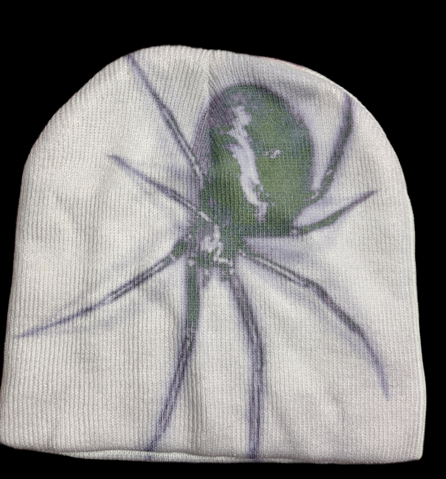 Purple/black and white spider beanie